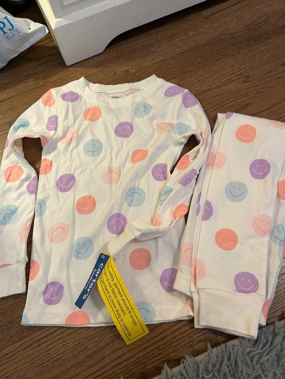 Carter's Cream Pajama Set with Pastel Smiley Dots